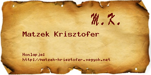 Matzek Krisztofer névjegykártya